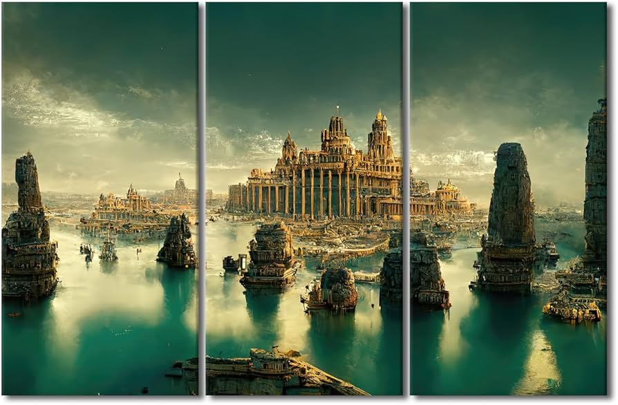 Amazon.com: the Lost City of Atlantis Underwater City Wall Art